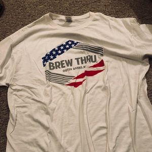 Brew Thru red white & blue tee